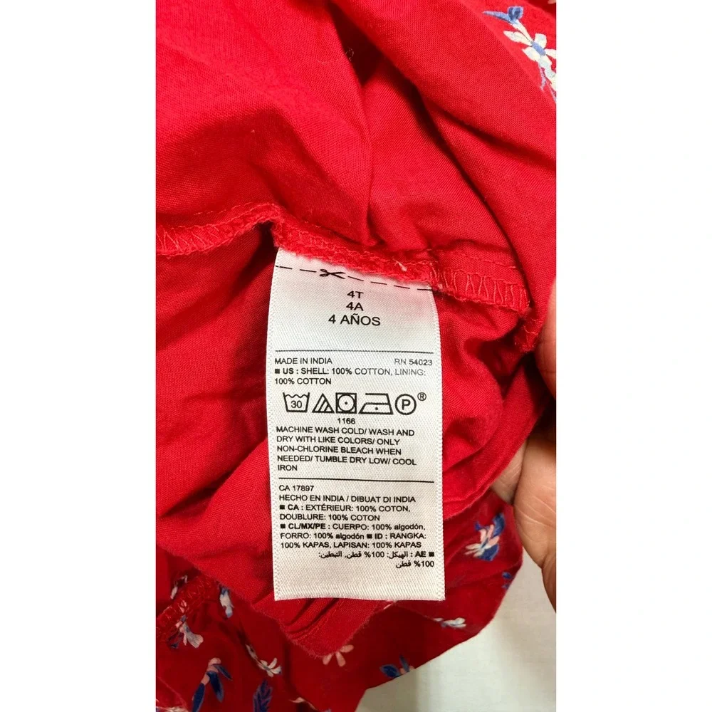 Old Navy Girls Red Floral Button Front Ruffle Hem Sundress Size 4T